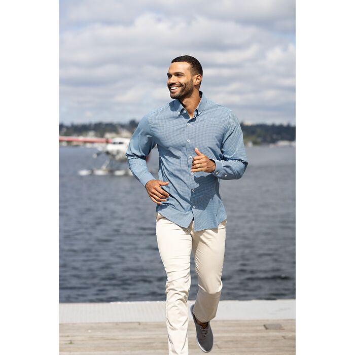 Cutter & Buck Skyline Epic Confidence Recycled Gingham Mens Big & Tall Long Sleeve Dress Shirt Thumbnail