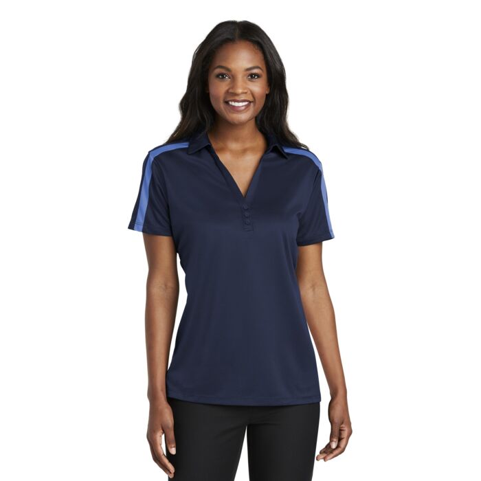Ladies Silk Touch™ Performance Colorblock Stripe Polo Thumbnail
