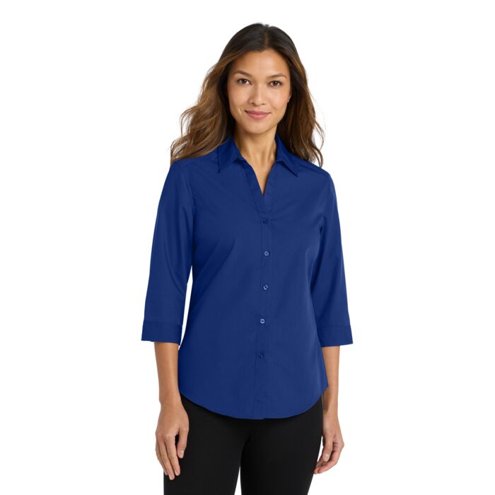 Ladies 3/4 Sleeve Carefree Poplin Shirt Thumbnail