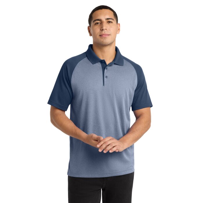 ® PosiCharge ® RacerMesh ® Raglan Heather Block Polo Thumbnail